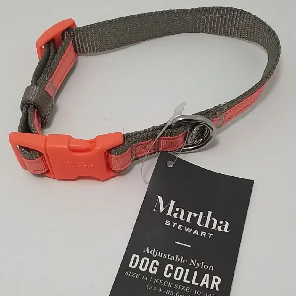 Martha Stewart Nylon Orange Dog Collar Size Small NWT